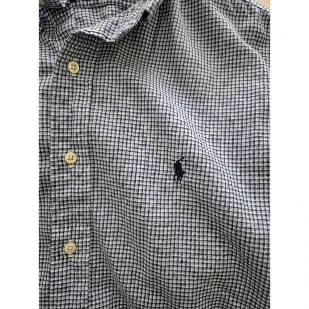 Polo Ralph Lauren Yarmouth Button Down‎ Pinpoint Oxford Blue Plaid Shirt Mens XL
